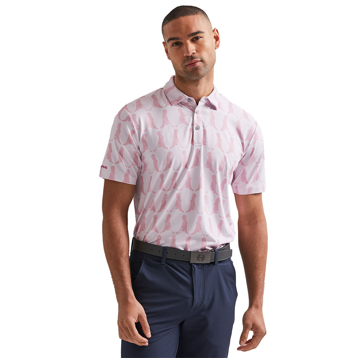 PING Men's Mr Ping Printed Golf Polo Shirt, Mens, Wild rose, Large | American Golf von Ping