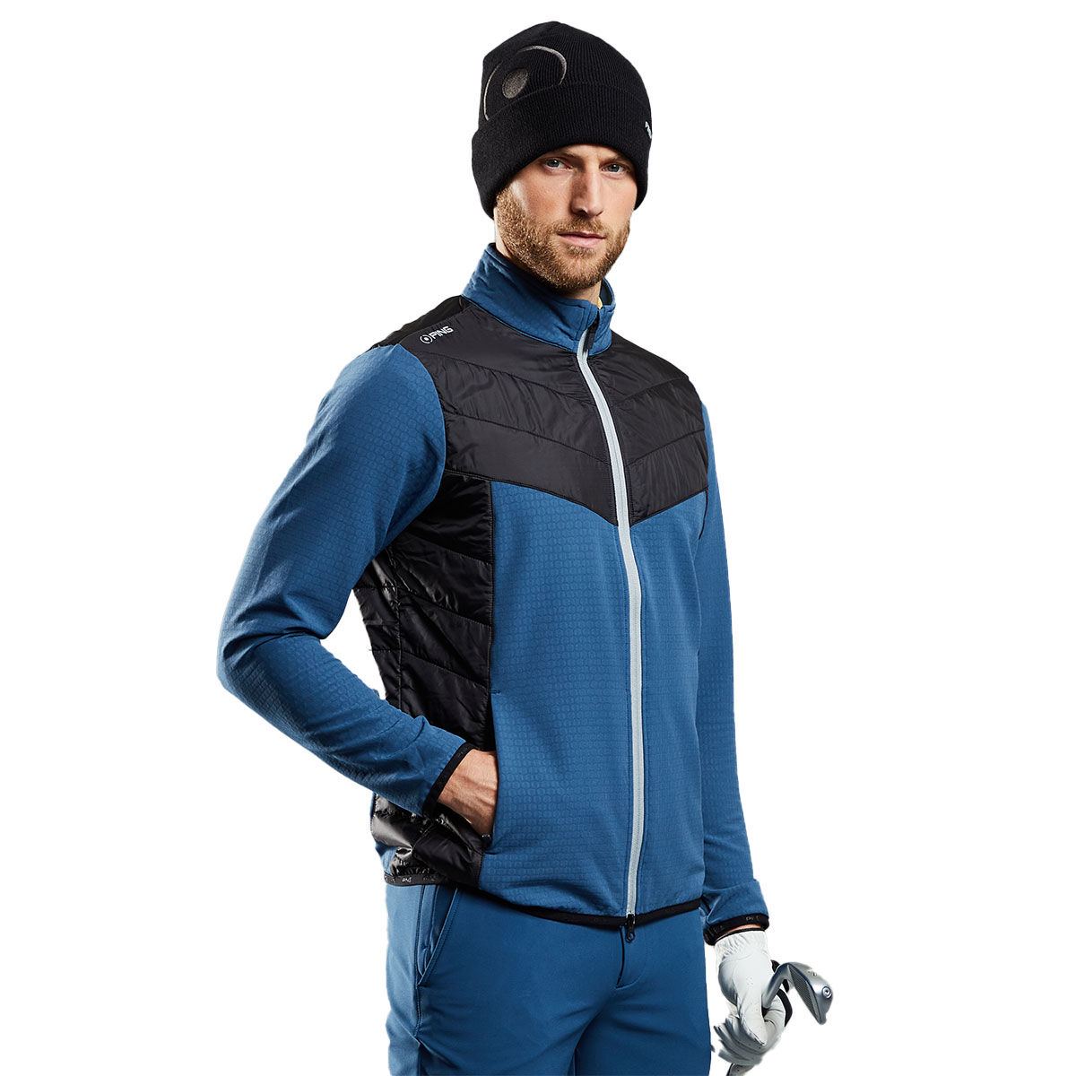 Ping Blue and Black Lightweight Colour Block Norse S4 Zoned Golf Jacket, Size: Small | American Golf von Ping