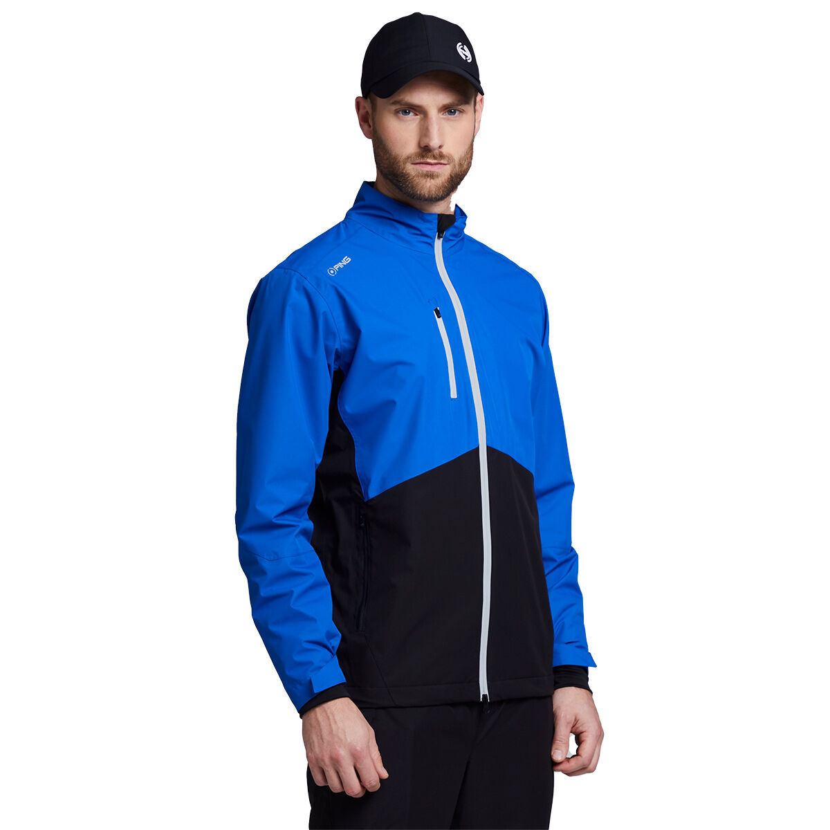 PING Men's Sensordry S2 Pro Full Zip Waterproof Golf Jacket, Mens, Blue/black, Large | American Golf von Ping