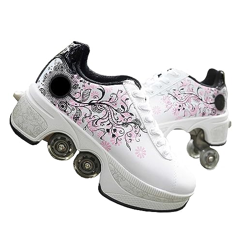 Rollschuh Roller Skates, Sneakers mit Rollen, 4 Rad Verstecktes Rollschuhe, 2 in 1 Mehrzweckschuhe Schuhe für Männer Frauen und Kinde von Pinkskattings@