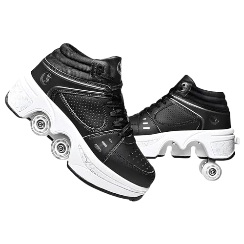 Schuhe mit Rollen für Mädchen und Damen, Kinder Rollschuhe, Verstellbar Roller Skates Shoes für den Außenbereich, Rolschaats und Sneakers 2 in 1 (B, EU34) von Pinkskattings@
