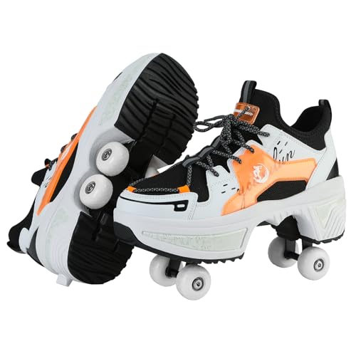 Schuhe mit Rollen für Mädchen und Damen, Kinder Rollschuhe, Verstellbar Roller Skates Shoes für den Außenbereich, Rolschaats und Sneakers 2 in 1 (M, EU38) von Pinkskattings@