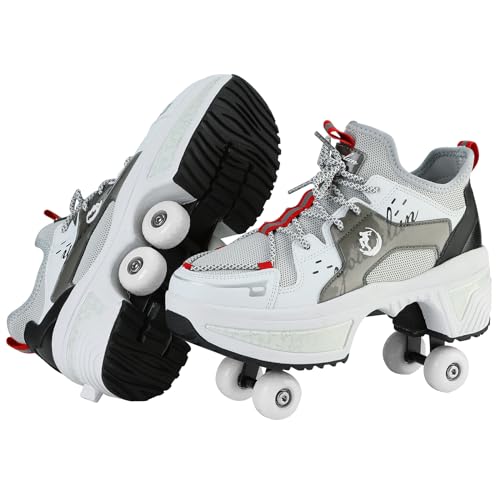 Schuhe mit Rollen für Mädchen und Damen, Kinder Rollschuhe, Verstellbar Roller Skates Shoes für den Außenbereich, Rolschaats und Sneakers 2 in 1 (O, EU37) von Pinkskattings@