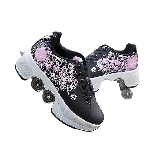 Skates Rollschuhe Schuhe, Automatisch Einziehbare Skate Schuhe, Roller Skate Shoes für Männer Frauen und Kinde, verstellbar Schuhe mit Rollen von Pinkskattings@