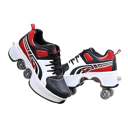 Skates Rollschuhe Schuhe, Automatisch Einziehbare Skate Schuhe, Roller Skate Shoes für Männer Frauen und Kinde, verstellbar Schuhe mit Rollen von Pinkskattings@