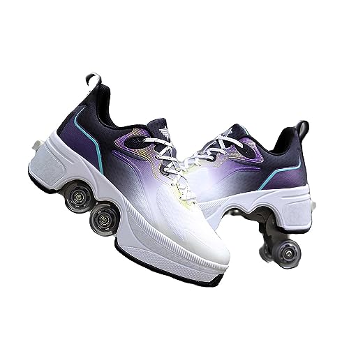 Skates Rollschuhe Schuhe, Automatisch Einziehbare Skate Schuhe, Roller Skate Shoes für Männer Frauen und Kinde, verstellbar Schuhe mit Rollen von Pinkskattings@