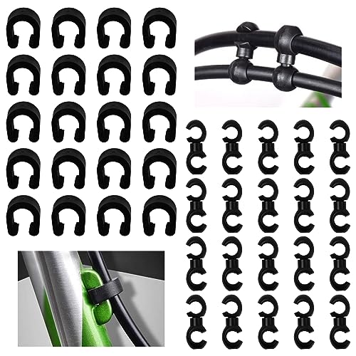 Pinsheng 40 Stück Fahrrad Bremskabelklemme Bremszug Clip Fahrradrahmen S Schnalle C-Schnallenverschlüsse Fahrrad Kabel Clip Bremszug Schnalle Clips für Fahrrad Bremszug Schaltzug Seil, Schwarz von Pinsheng