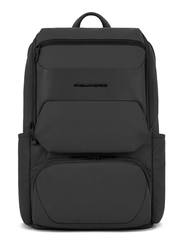 PIQUADRO Gio Rucksack aus Leder und Stoff für PC 15,60 Zoll, Schwarz, Taglia unica, Business von Piquadro