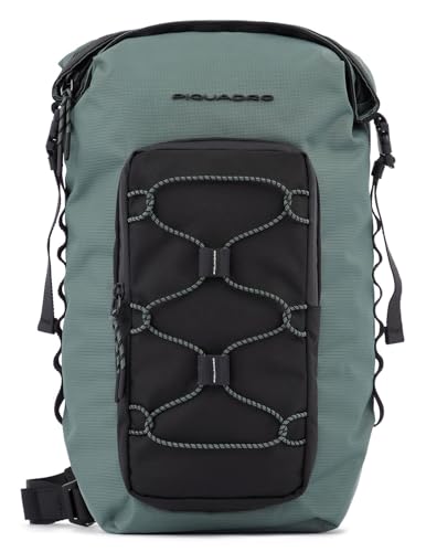 PIQUADRO Mick Rucksack mit einer Schultertasche, kariert, aus Stoff, olivgrün, Taglia unica, Business von Piquadro