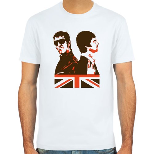 Pixda T-Shirt Liam & Noel Gallagher (Oasis Legenden) ::: Farbauswahl: SkyBlue, Sand oder weiß ::: Größen: S-XXL von Pixda
