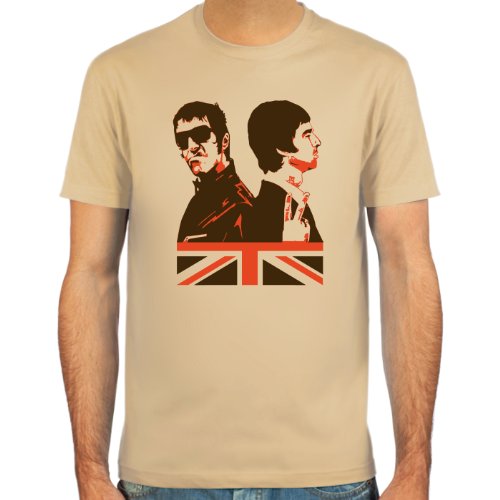 Pixda T-Shirt Liam & Noel Gallagher (Oasis Legenden) ::: Farbauswahl: SkyBlue, Sand oder weiß ::: Größen: S-XXL von Pixda