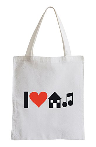 Pixxprint I Love House Music Fun Jutebeutel Sporttasche, WeiÃŸ von Pixxprint