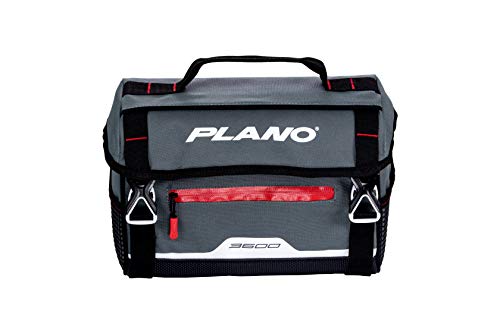 Plano Weekend Series 3600 Softsider Tackle Bag, grauer Stoff, inklusive 2 3600 Stowaway Utility Tackle Boxes, weiche Aufbewahrungstasche für Angelgeräte, wasserabweisend von PLANO