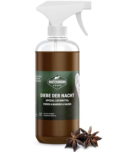 Martenbrown® Diebe der Nacht Lockmittel Spray für Marder, Fuchs, Dachs, Waschbären Duftstoff Lockstoff für Fallen Marderlockmittel für Lebendfallen Marderfalle 500ml von Martenbrown