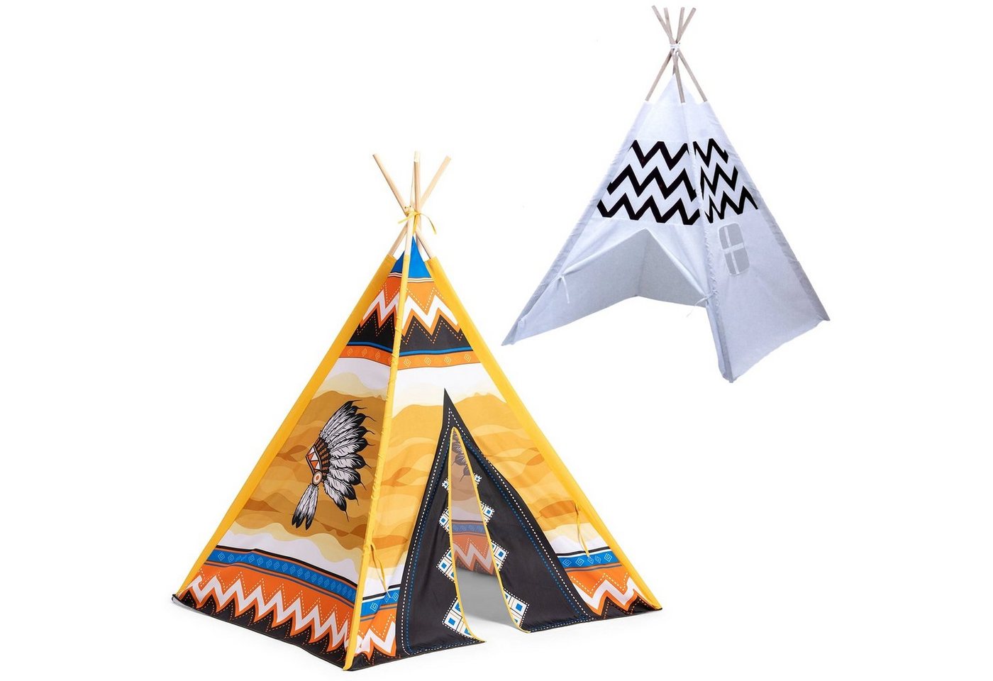 Play Fun Spielzelt Kinder Tipi Zelt (Kinderzelt) in zwei Ausführungen Wigwam bunt oder schwarz -weiß von Play Fun