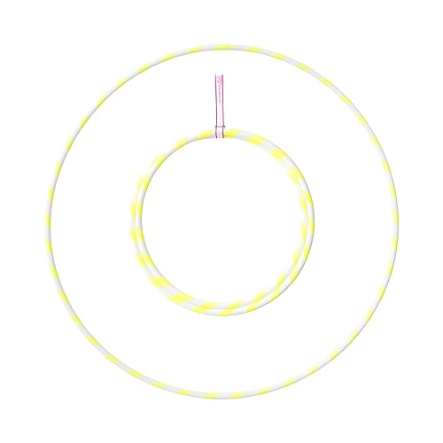 Play Juggling - Hula Hoop Circle - Perfect Hoop - Ø Tube 20 mm - Ø Hula Hoop 100 cm - Hula Hoop for Fitness, Fitness Exercise Hoop, Gymnastic Hoop - White/Yellow von Play Juggling