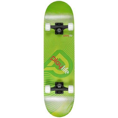 Playlife Skateboard Illusion Green, 31" / 8" - 79cm / 20,5cm, mit 50x36mm 92A Rollen, ABEC 5 Kugellager, Art. nr.: 880285 von Playlife