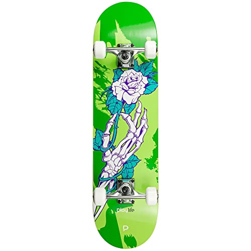 Playlife Skateboard Skull Homegrown, 31" / 8" - 79cm / 20,5cm, 52x36mm 92A Rollen, ABEC 7 Kugellager, Art. nr.: 880281 von Playlife