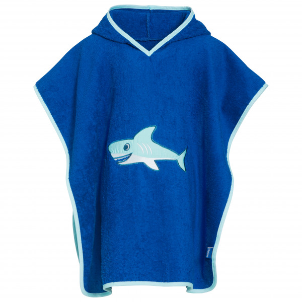 Playshoes - Kid's Frottee-Poncho Hai - Poncho Gr L - > 4 Years;S - < 4 Years blau von Playshoes