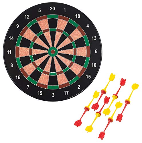 Playtastic Dartspiel: Magnetische Dartscheibe mit 12 Pfeilen, je 6X gelb und rot, Ø 40cm (Dartscheibe magnetisch Kinder, Magnetisches Dart, Spielzeug außen) von Playtastic