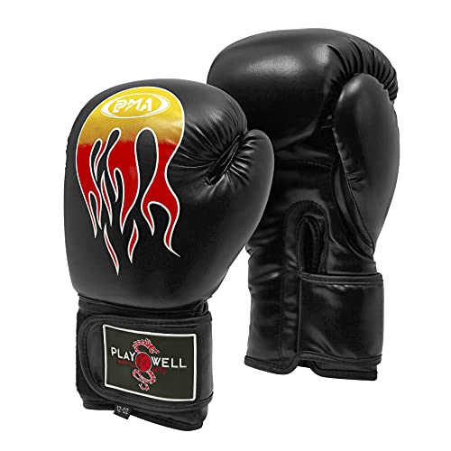Boxen Schwarz pro Series Flammen Sparring Handschuhe (10oz) von Playwell
