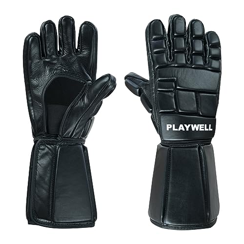 Playwell Martial Arts Vollkontakt-Leder-Handschuhe für Sparring, Escrima/Kali, mit Unterarmschutz, Größe XL von Playwell