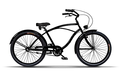 Plumbike Rider Arrow Fahrrad - Stadtrad mit 26" Räder - Stadtfahrrad 7-Gang-Version - Großer Weicher Fahrradsattel - 155-190 cm - Urbanes Fahrrad - Mattschwarz - 39x188x115cm von Plumbike