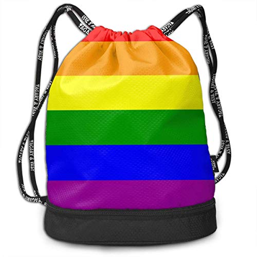 PmseK Turnbeutel Sportbeutel Kordelzug Rucksack, Gay Pride Flag Multifunctional Bundle Backpack Shoulder Bag for Men and Women von PmseK