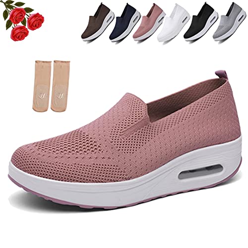 Pnedeodm Women's Orthopedic Sneakers, Orthopedic Shoes for Women, Orthopedic Sneakers for Women, Slip-On Light Air Cushion Orthopedic Sneakers (Pink, 38EU) von Pnedeodm