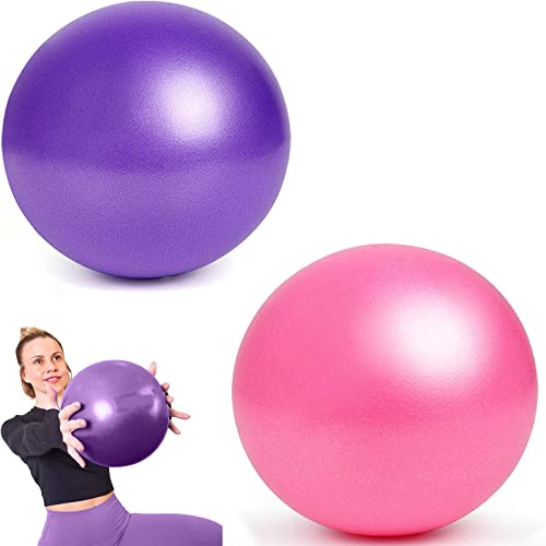 2 Stück Kleiner Pilatesball, Stabilitätsball, Kleiner Übungsball, Stabilitätsball für Yoga, Übungs-Pilatesball, für Pilates, Yoga, Kerntraining und Physiotherapie(Pink Lila) von PnxdeobXL