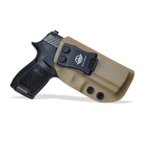 IWB Tactical KYDEX Pistolenholster for Sig Sauer P320 Full Size / P250 / P320 Carry / P320 Compact Medium Pistolenhalfter Hängend Verdeckte Versteckte Pistole Case Waffenholster (Tan, Right Hand Draw) von POLE.CRAFT
