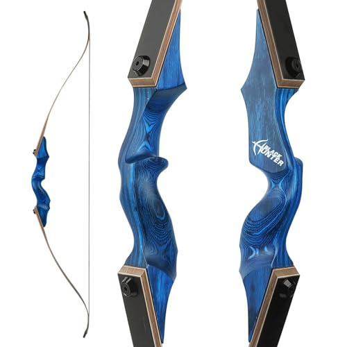 Poearcus 60” Black Hunter Original Recurve Bow 20-60 lbs Links-/Rechtshänder-Jagdbogen und Pfeil-Set Wettkampfbogen Langbogen für das Zielschießen (Nur Bogen, 25Ibs, Rechte Hand) von Poearcus