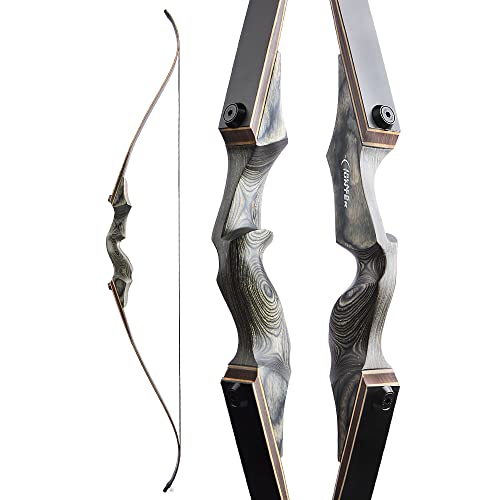Poearcus 60 Zoll Takedown Recurve Bogen Jagdbogen Wettkampfbogen Langbogen Bogenschießen Holzbogen 20-60lbs Links/Rechtshänder für Bogenschießen Schießen Ziel Praxis (Grau, 25 Ibs, Rechte Hand) von Poearcus
