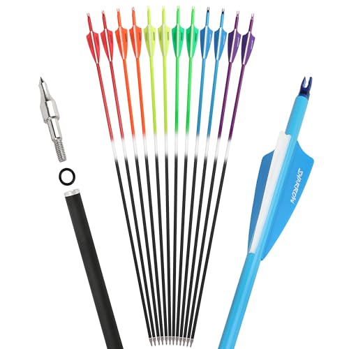 Poearcus Bogenschießen Carbonpfeil 30 Zoll Jagdpfeile 500 Spine Zielübungspfeil für Recurvebogen Compoundbogen (12, Blau) von Poearcus