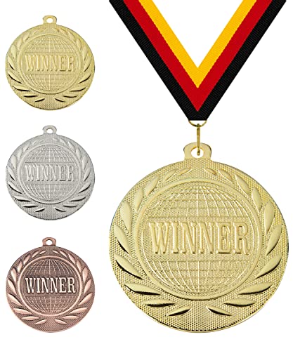 Medaille Winner Ø 50 mm, mit individuellem Wunschtext in Gold, Silber & Bronze Farbe | Für Fußball, Schwimmen, Leichtathletik, Tennis, Kindergeburtstage etc. (Bronze, mit Beschriftung) von Pokalmatador GmbH