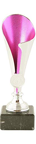 Mini Pokal Award Alabama aus Kunststoff inkl. hochwertigen Alu-Gravurschild mit Wunschtext (Silber-pink, 20 cm) von Pokalmatador GmbH