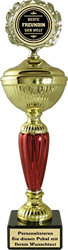 Pokal mit hochwertigen Alu Emblem und Wunschtext auf Sockelschild (Beste Freundin) von Pokalmatador GmbH