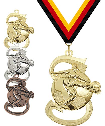 Pokalmatador GmbH Fussball Medaille Belgien 39 x 59 mm, inkl. Medaillenband und optionaler, individueller Beschriftung (Gold, ohne Beschriftung) von Pokalmatador GmbH