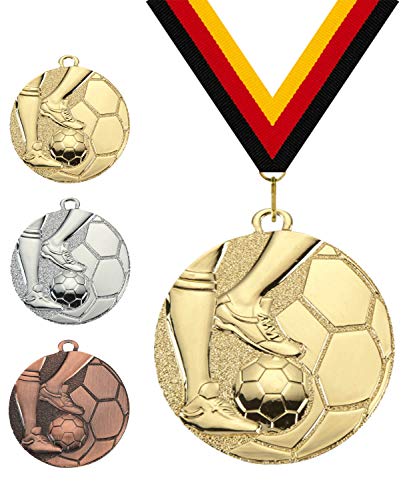 Pokalmatador GmbH Ø 45 mm Medaille Luxemburg Fussball inkl. Medaillenband nach Wahl und optionaler, individueller Beschriftung (Bronze, inkl. Beschriftung) von Pokalmatador GmbH