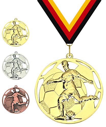 Pokalmatador GmbH Ø 50 mm Medaille England Fussball inkl. Medaillenband und optionaler, individueller Beschriftung (Silber, inkl. Beschriftung) von Pokalmatador GmbH