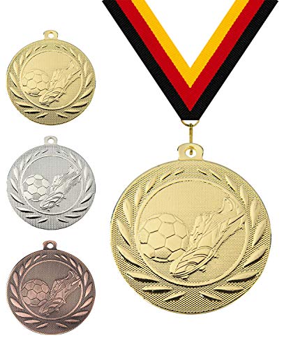 Pokalmatador GmbH Ø 50 mm Medaille Fussball inkl. Medaillenband nach Wahl und optionaler, individueller Beschriftung (Bronze, inkl. Beschriftung) von Pokalmatador GmbH