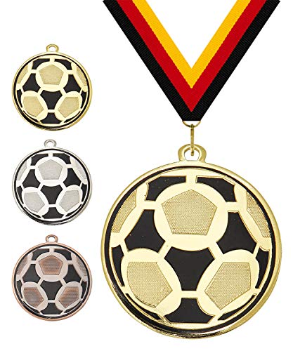 Pokalmatador GmbH Ø 50 mm Medaille Fussball inkl. Medaillenband und optionaler, individueller Beschriftung (Bronze, inkl. Beschriftung) von Pokalmatador GmbH