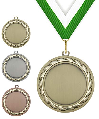 Pokalmatador GmbH Ø 70 mm Medaille Brasilien inkl. Medaillenband und Aluminiumemblem mit Sportart und Beschriftung (Altsilber, inkl. Beschriftung) von Pokalmatador GmbH