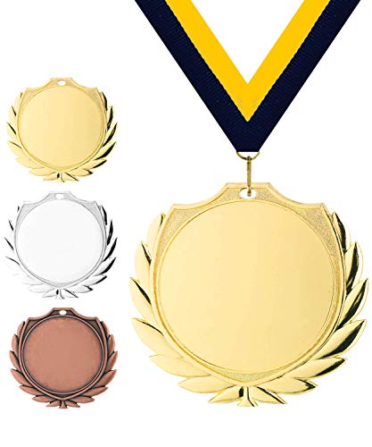 Pokalmatador GmbH Ø 70 mm Medaille Schweden inkl. Medaillenband und Aluminiumemblem mit Sportart und Beschriftung (Gold, inkl. Beschriftung) von Pokalmatador GmbH