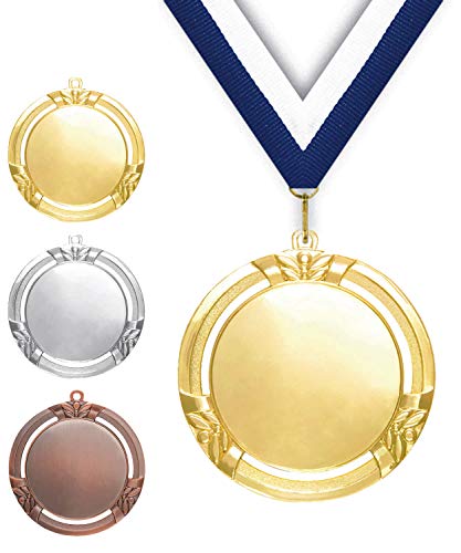 Pokalmatador GmbH Ø 70 mm Medaille Spanien inkl. Medaillenband und Aluminiumemblem mit Sportart und Beschriftung (Bronze, ohne Beschriftung) von Pokalmatador GmbH