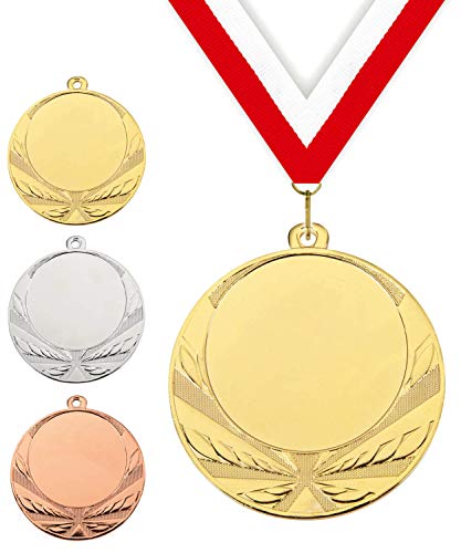 Pokalmatador GmbH Ø 70 mm Medaille Ukraine inkl. Medaillenband und Aluminiumemblem mit Sportart und Beschriftung (Bronze, inkl. Beschriftung) von Pokalmatador GmbH
