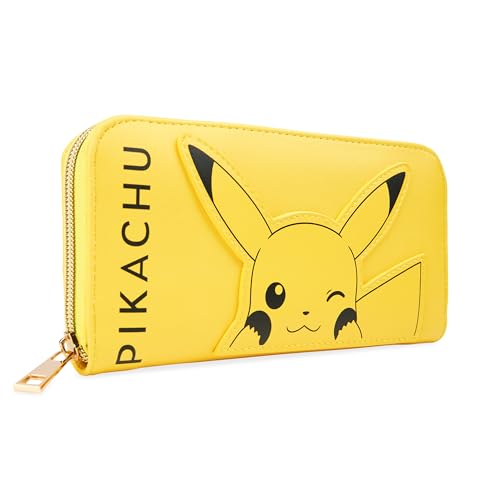 Pokemon Brieftasche Damen - Damen Geldbörse Groß, zweiseitig, viele Fächer und Kartenschlitze, mit Reißverschluss von Pokémon