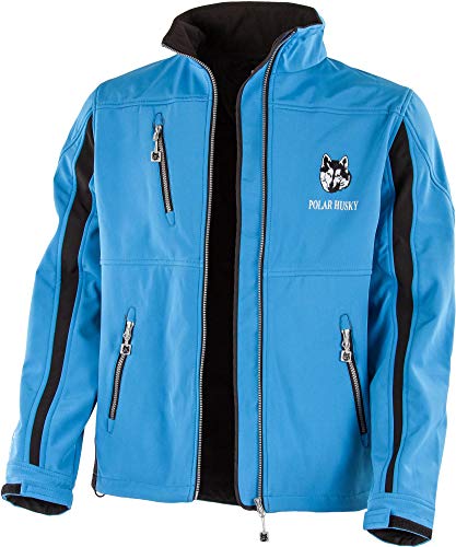Polar Husky Herren Softshell-Jacke mit Fleece-Innenfutter - wasserdichte Regenjacke Outdoor Farbe Blau/Schwarz Größe M von Polar Husky