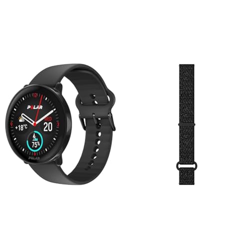 Polar Ignite 3 - Fitness- und Wellness-Smartwatch mit GPS & Nylon-Armband mit Klettverschluss 20mm Schwarz M/L von Polar