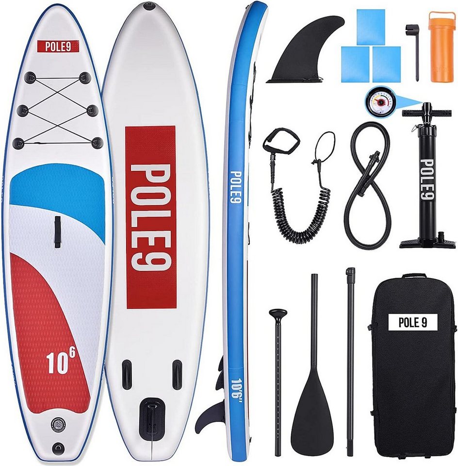Pole9 Inflatable SUP-Board POLE9 Stand Up Paddling Board Premium SUP Board - 320 x 80 x 15 cm von Pole9